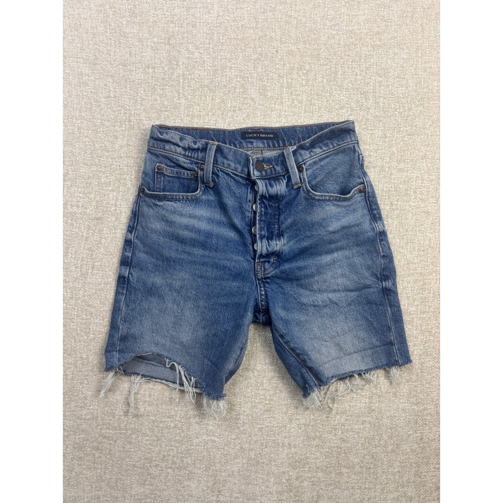 Lucky Brand High Rise Button Fly Cut Off Denim Shorts Blue Size 00/24